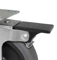 (image for) Caster; Swivel; 3" x 1-1/4"; PolyU on PolyO (Gray); Plate (2-1/2"x3-5/8"; holes: 1-3/4"x2-7/8" slotted to 3"; 5/16" bolt); Zinc; Plain bore; 250#; Pedal Brake (Item #64166)